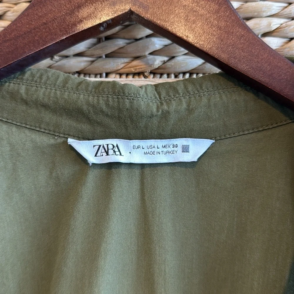 Zara Belted Spring/Fall Utility Trench Jacket Coat, L - Picture 3 of 5